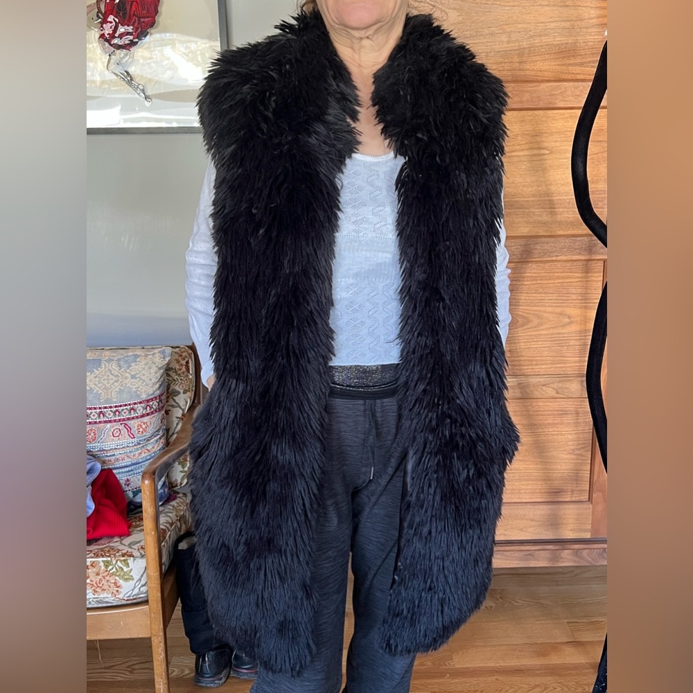 Donna Salyer Fabulous Faux Fur Black Fox Vest. Excellent condition.
